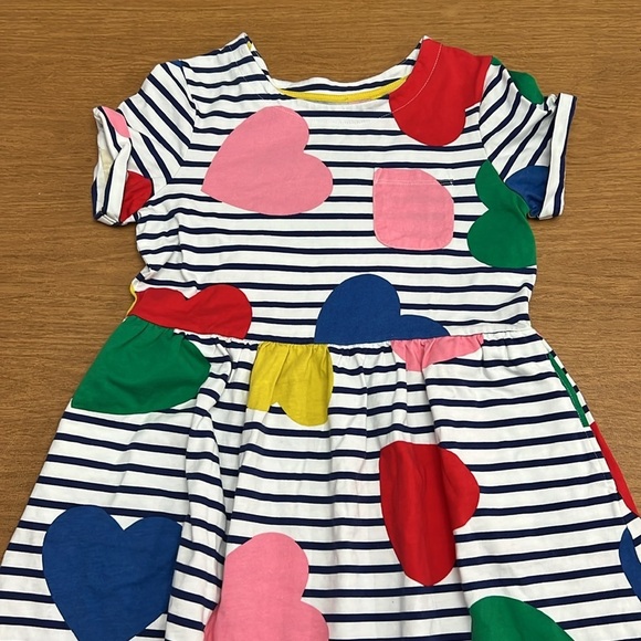 Mini Boden Jersey stripes hearts ❤️ dress size 11/12 - Picture 2 of 11